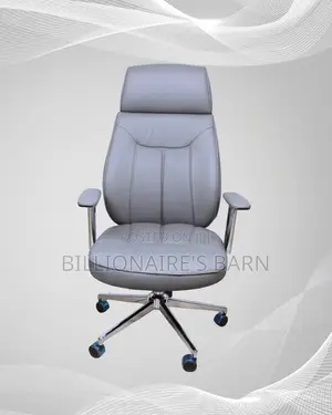 Grey Executive Leather Office Chair — Scratch-Resistant Finish #296