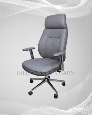 Grey Executive Leather Office Chair — Scratch-Resistant Finish #296