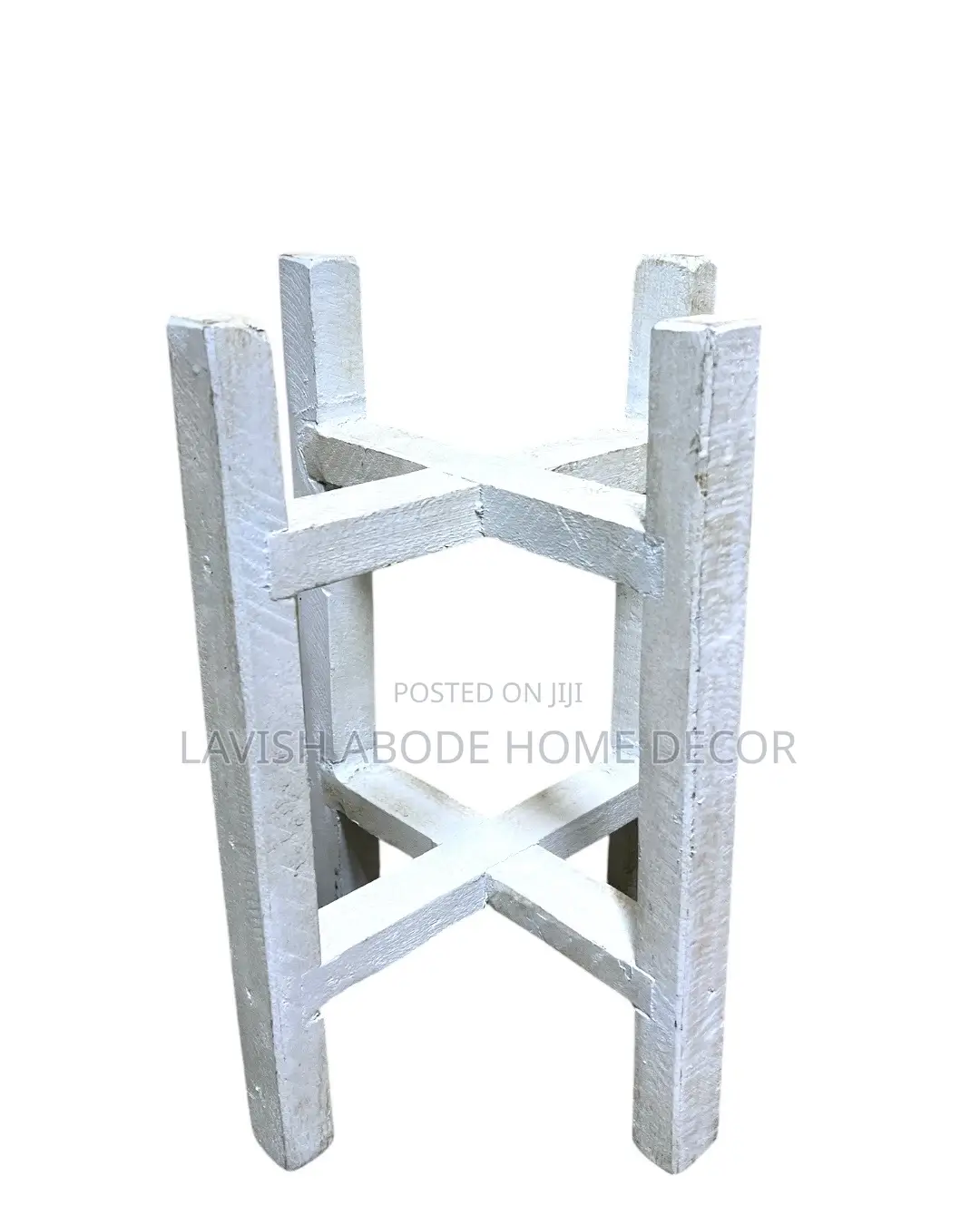 Decorative Plant Stand Stool Lifter Wooden Rustic White