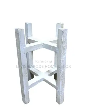 Decorative Plant Stand Stool Lifter Wooden Rustic White