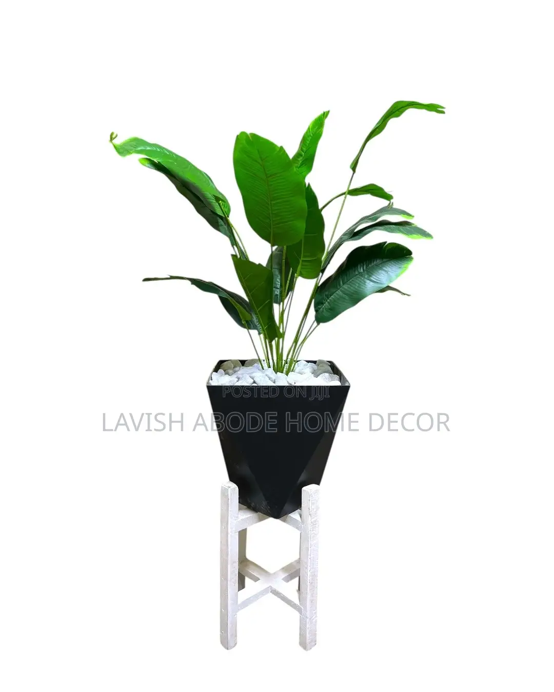 Artificial Banana Plant on a Wooden Plant Stand