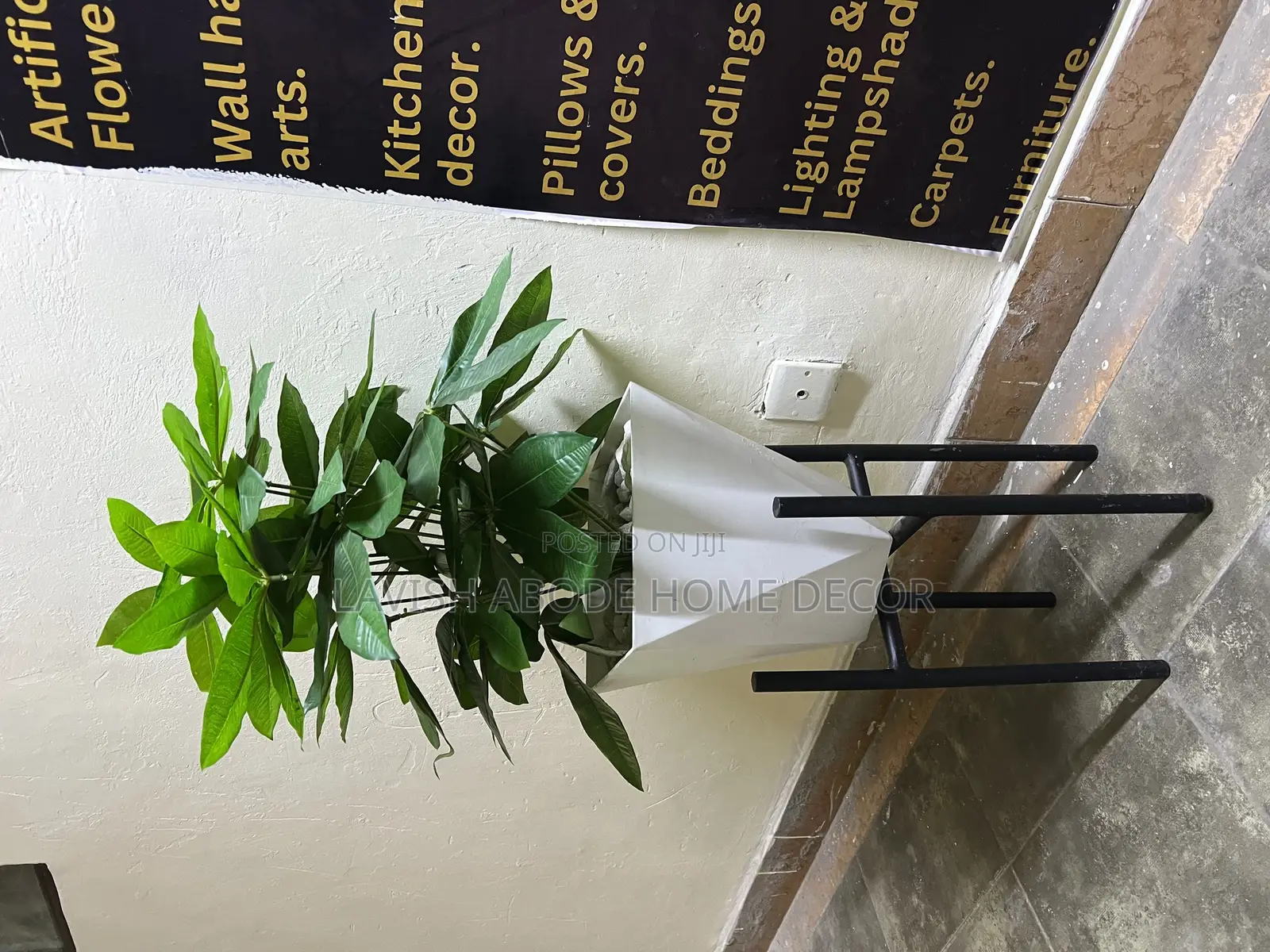 Artificial Fake Plant Flower With Black Plant Stand