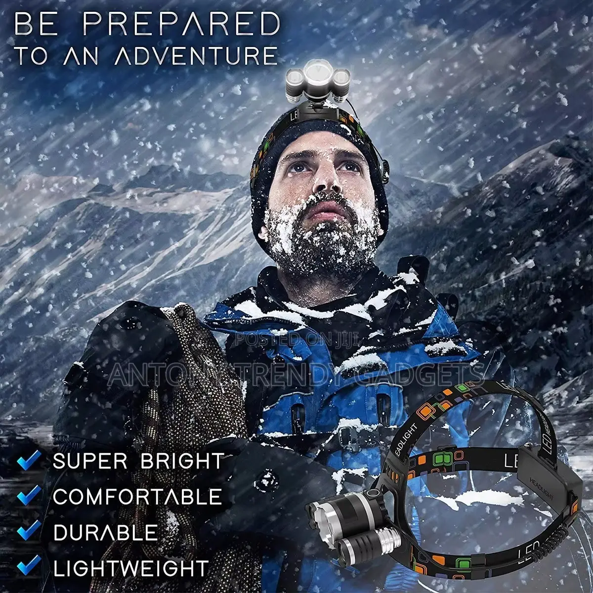 Waterproof Rechargeable Led Headlamp With 4 Light Modes