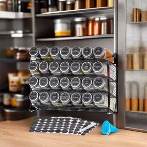 Modern Metal Spice Cabinet Organizer Complete Funnel Spice Labels