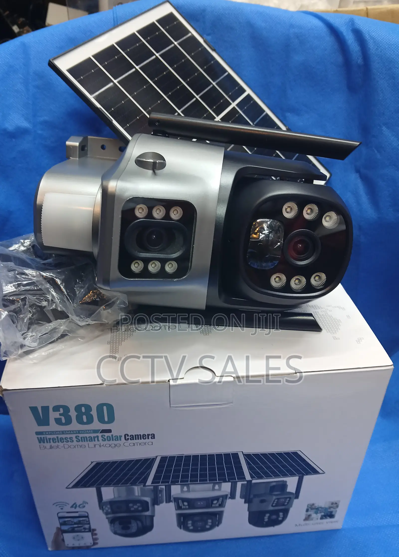 Dual Lens Built in Battery Solar Powered V380 CCTV Camera Wifi