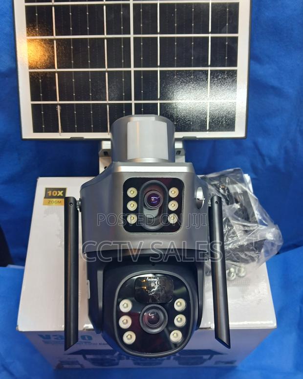 10x Zoom Color Night Vision Wifi Solar Camera V380 Dual Lens