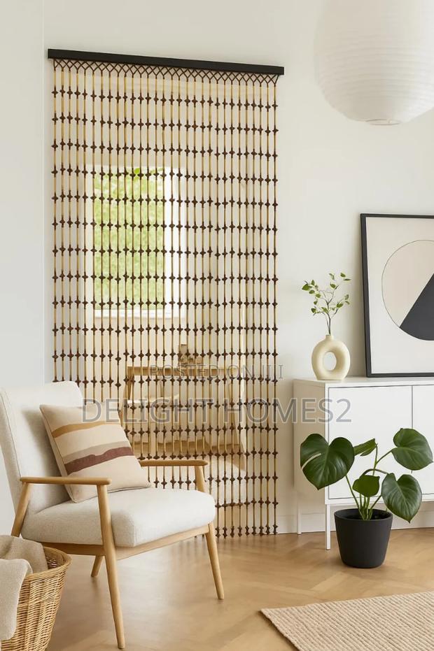 Salon Curtains With Wooden Beads