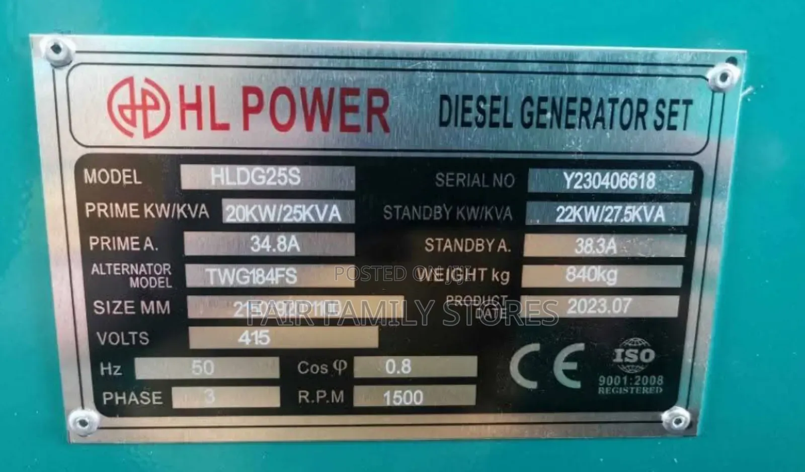 Primo Italy 25kva Silent Diesel Generator