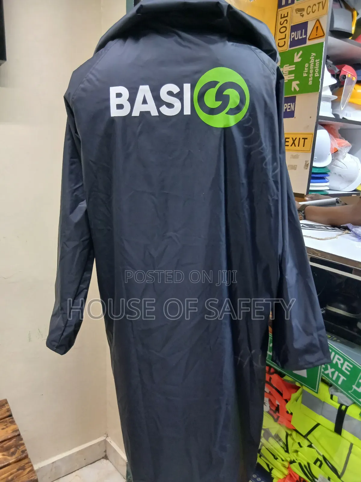 Navy Blue Rain Coats With Branding and Hooded