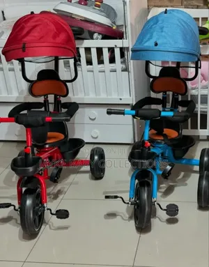 4-in-1 Kids Tricycle With Push Handle Rubber Wheels