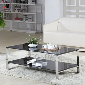 Home Coffee Table; Metal Frame Coffee Table With Glass Top