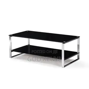 Home Coffee Table; Metal Frame Coffee Table With Glass Top