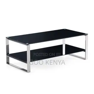 Home Coffee Table; Metal Frame Coffee Table With Glass Top