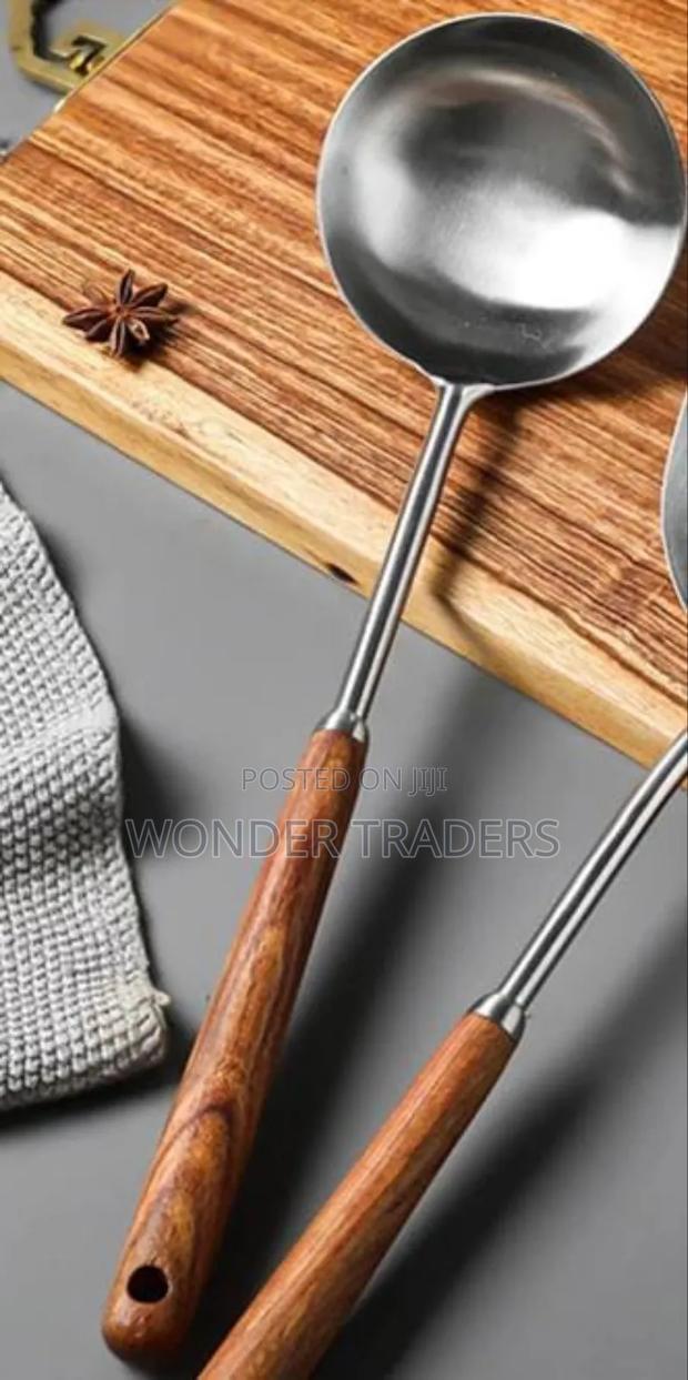 *38cm Long Wooden Handle Serving Spoon Available in 4 Types - main view