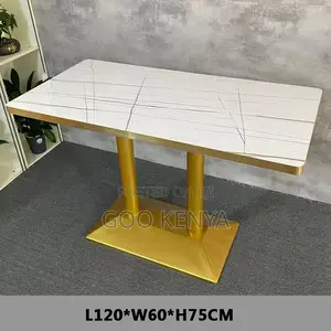 Home Dining Table; Metal Frame Marble Top Dining Table