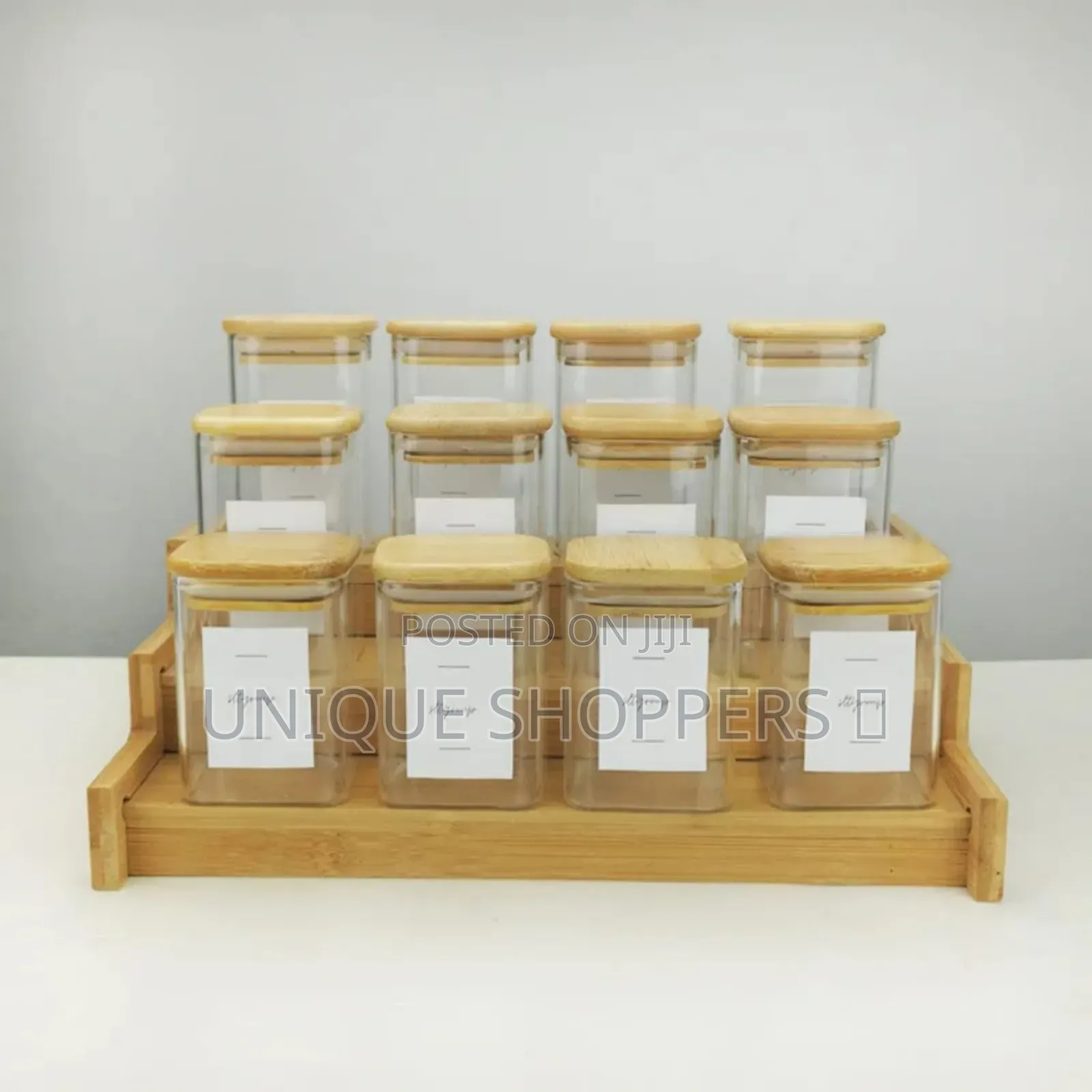 12-Piece Spice Jar Set With Bamboo Lids Labels