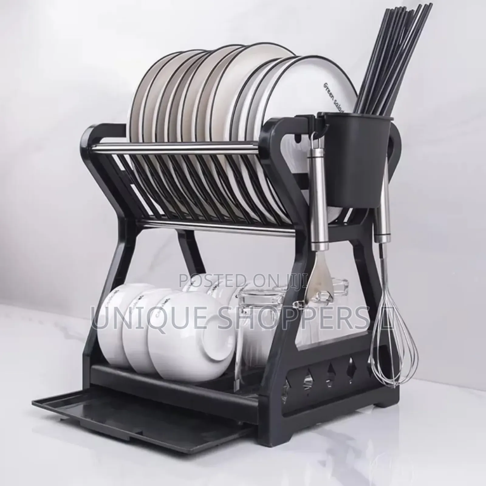 Minimalist 2layer Dish Rack.
Holds Plates, Bowls, Glasses Neatly