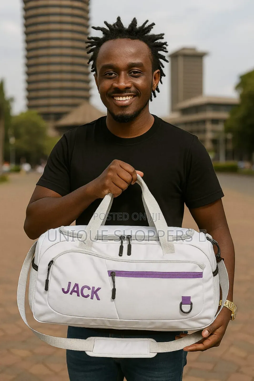 Jack Unisex Casual Duffle/Gym Bag
Blue  White  and Red 