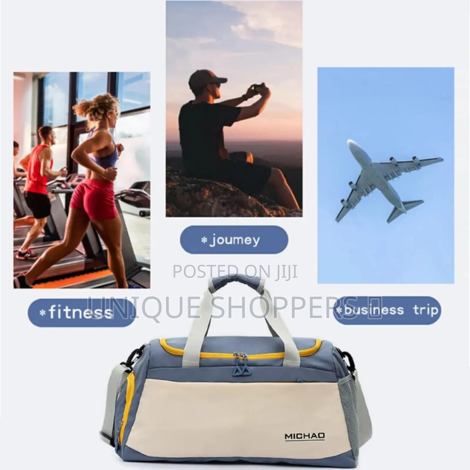 Michao Unisex Casual Duffle/Gym Bag Available in White and White