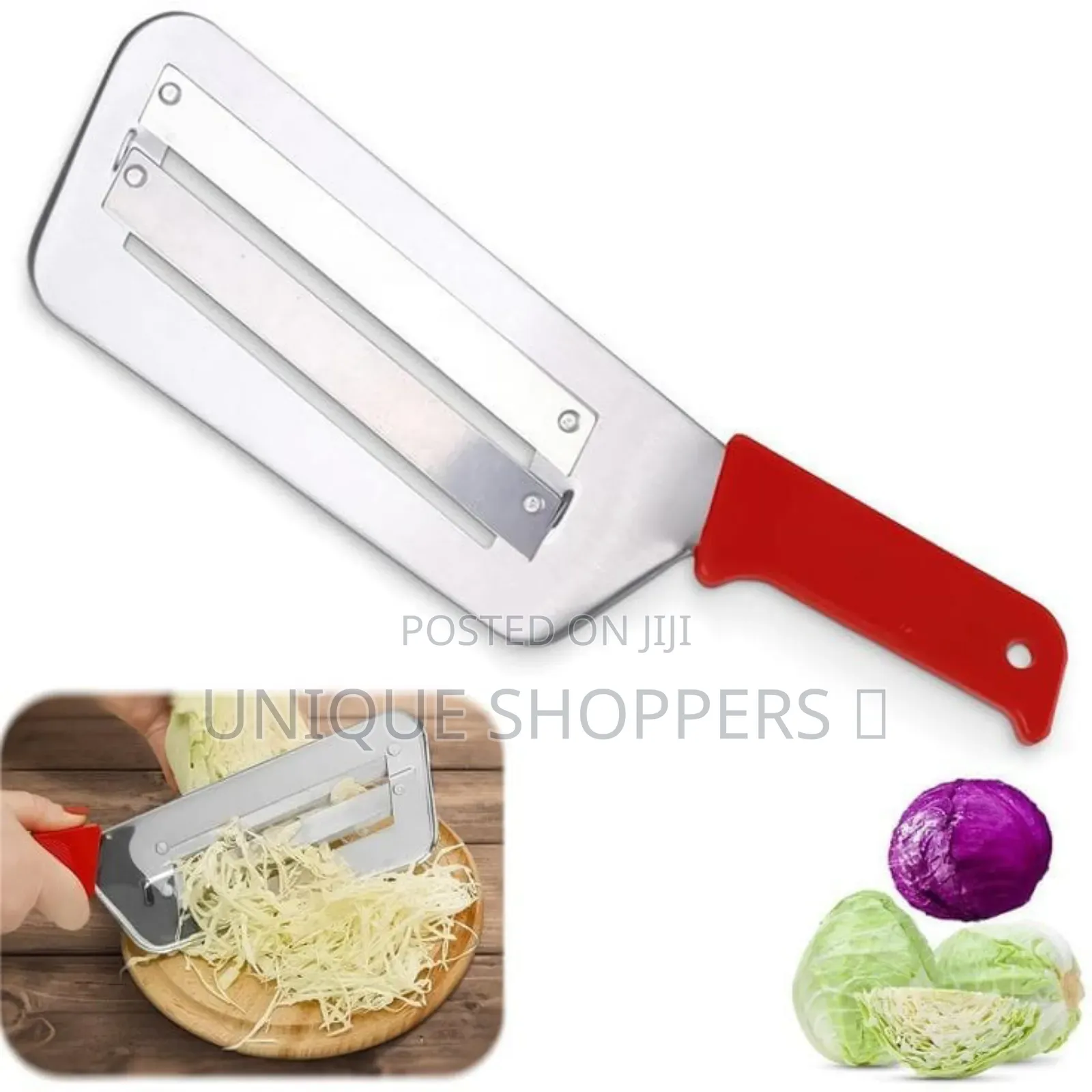 Stainless Steel Vegetable Shredder Equipped With a Red Plastic,