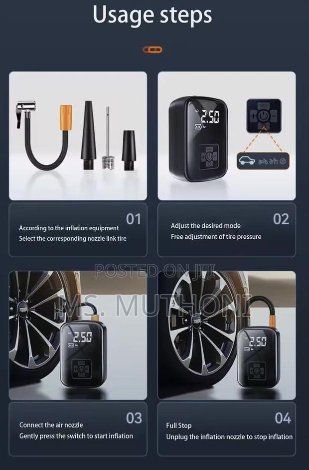 Portable Air Pump, Electric Air Pump, Led, Usb, - thumbnail 2