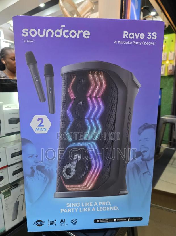 Soundcore Rave 3s Ai Party Speaker With 2 Wireless Microphones,