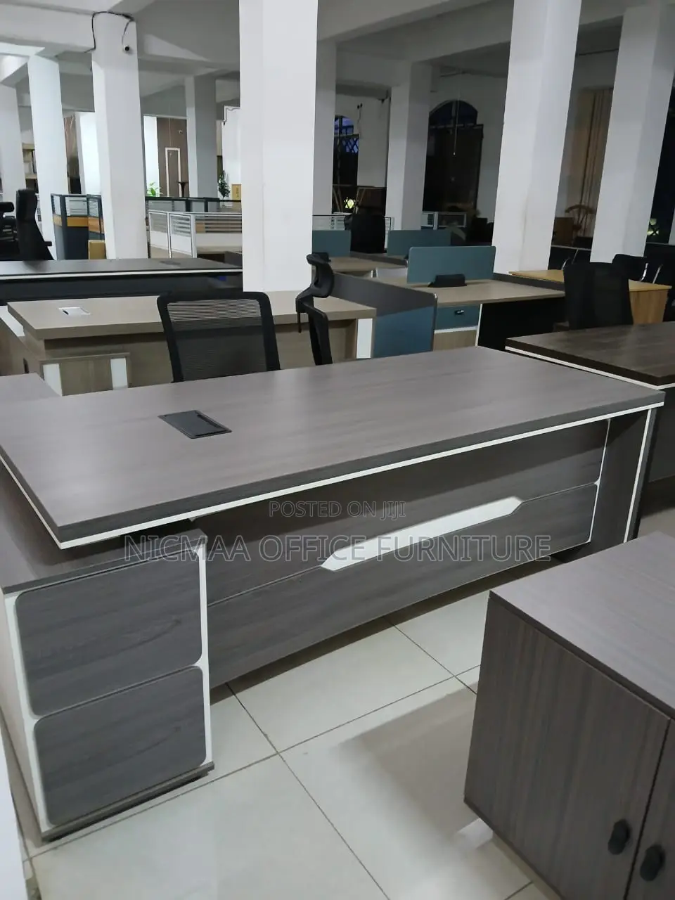 Sleek Finish, Built-in Storage Modern Executive Desk