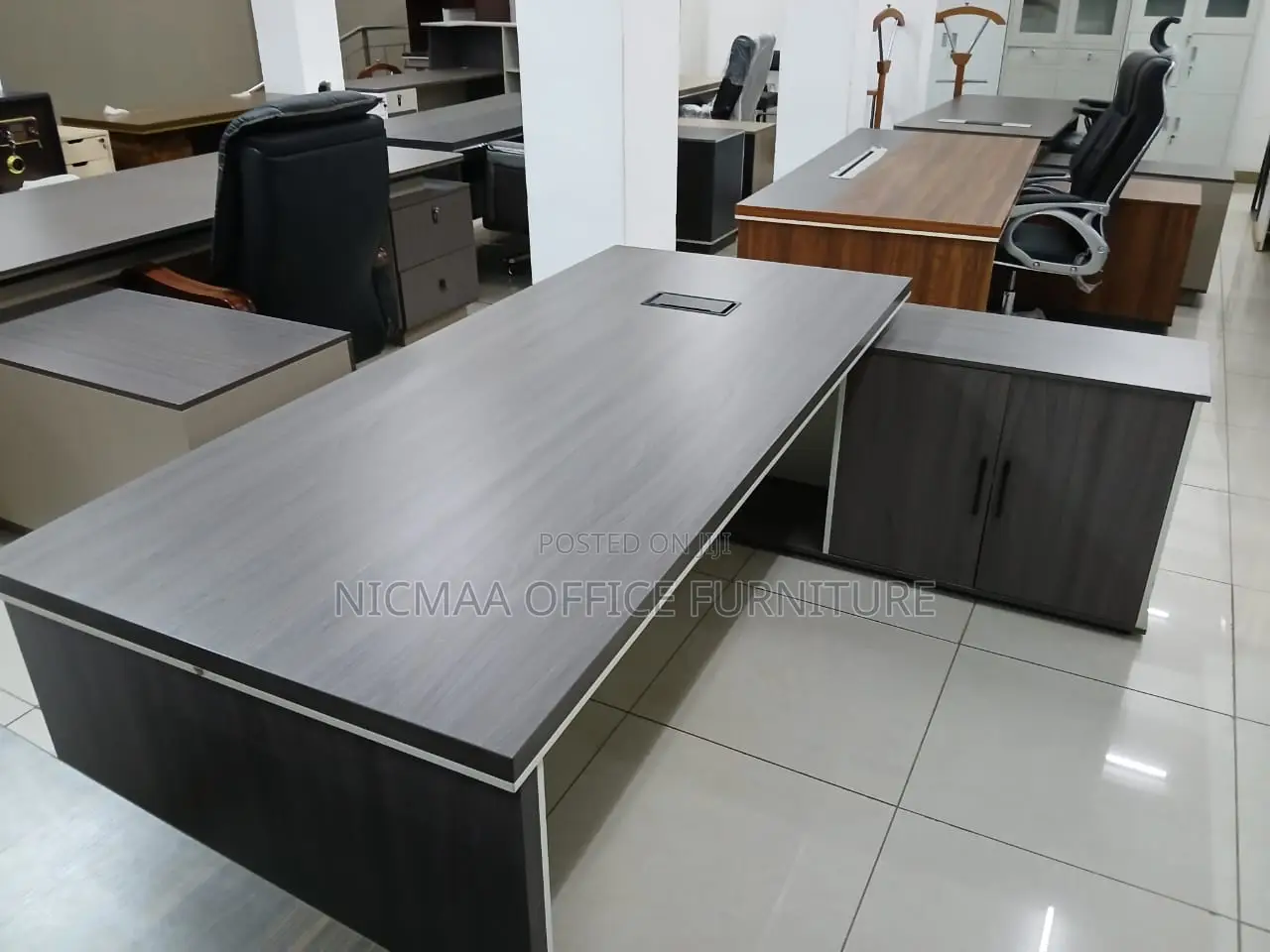 Sleek Finish, Built-in Storage Modern Executive Desk