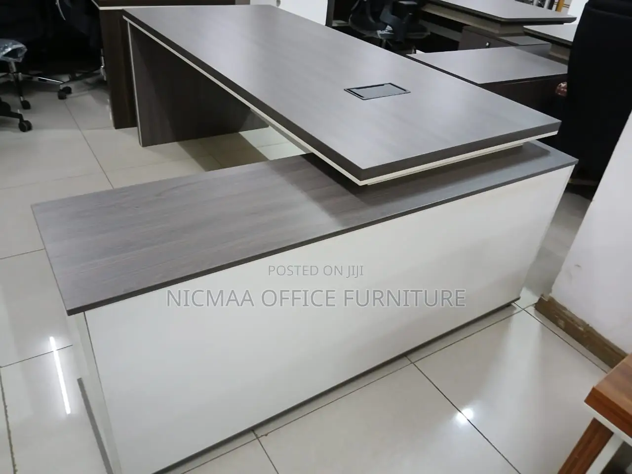 Sleek Finish, Built-in Storage Modern Executive Desk