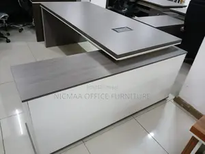 Sleek Finish, Built-in Storage Modern Executive Desk