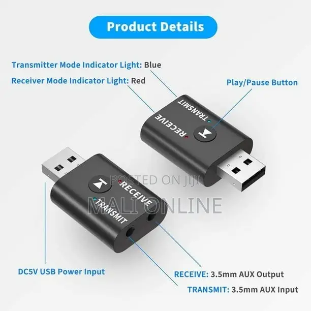 Usb Bluetooth 5.0 Transmitter & Receiver 2-in-1 Adapter Low Latency