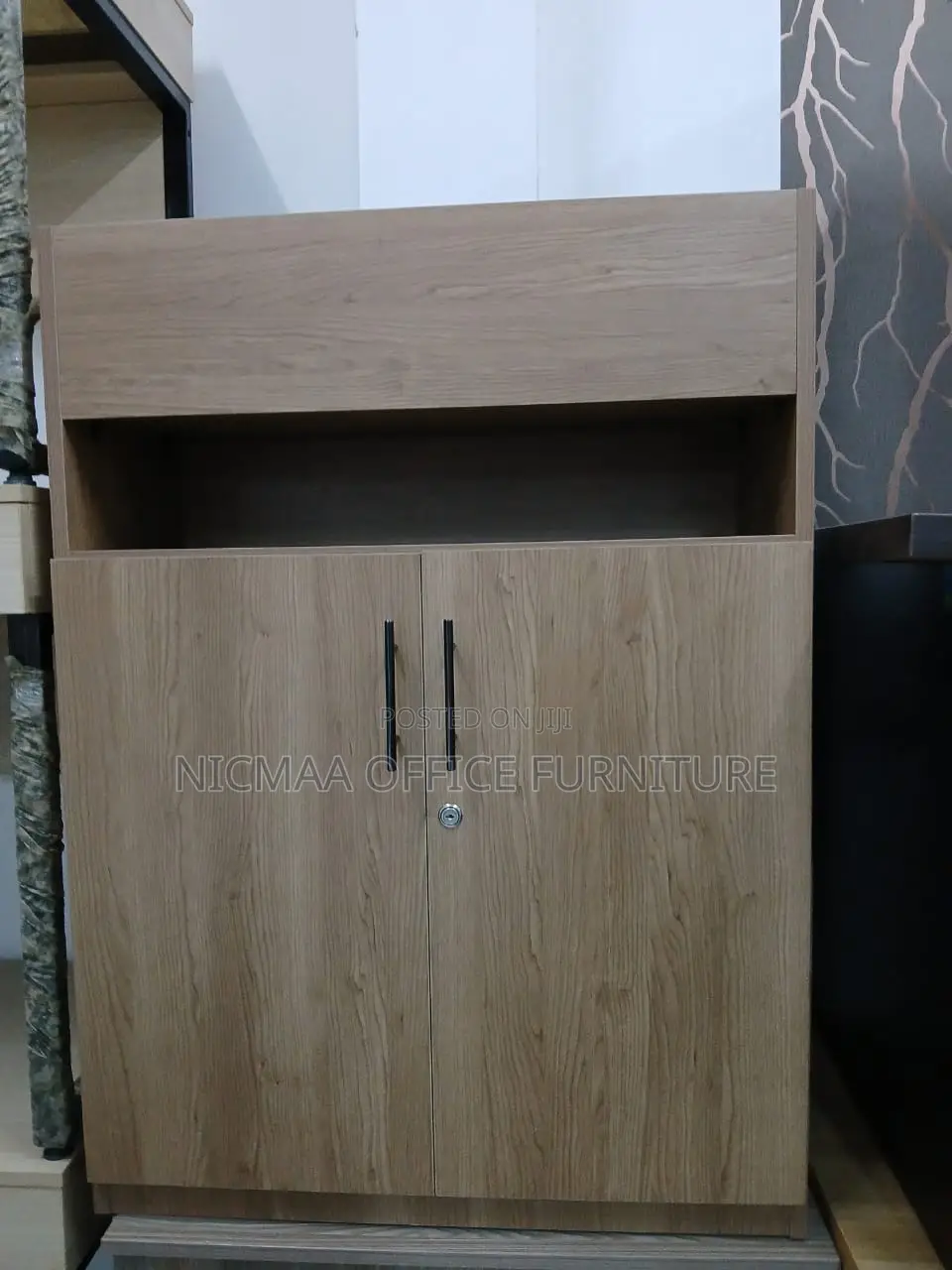 Sleek, Secure Multi-Functional Wooden Cabinet