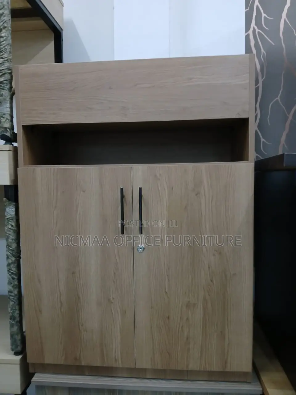 Sleek, Secure Multi-Functional Wooden Cabinet
