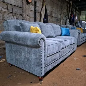 Gray 5 Seater Classic Wooden Frame Sofa
