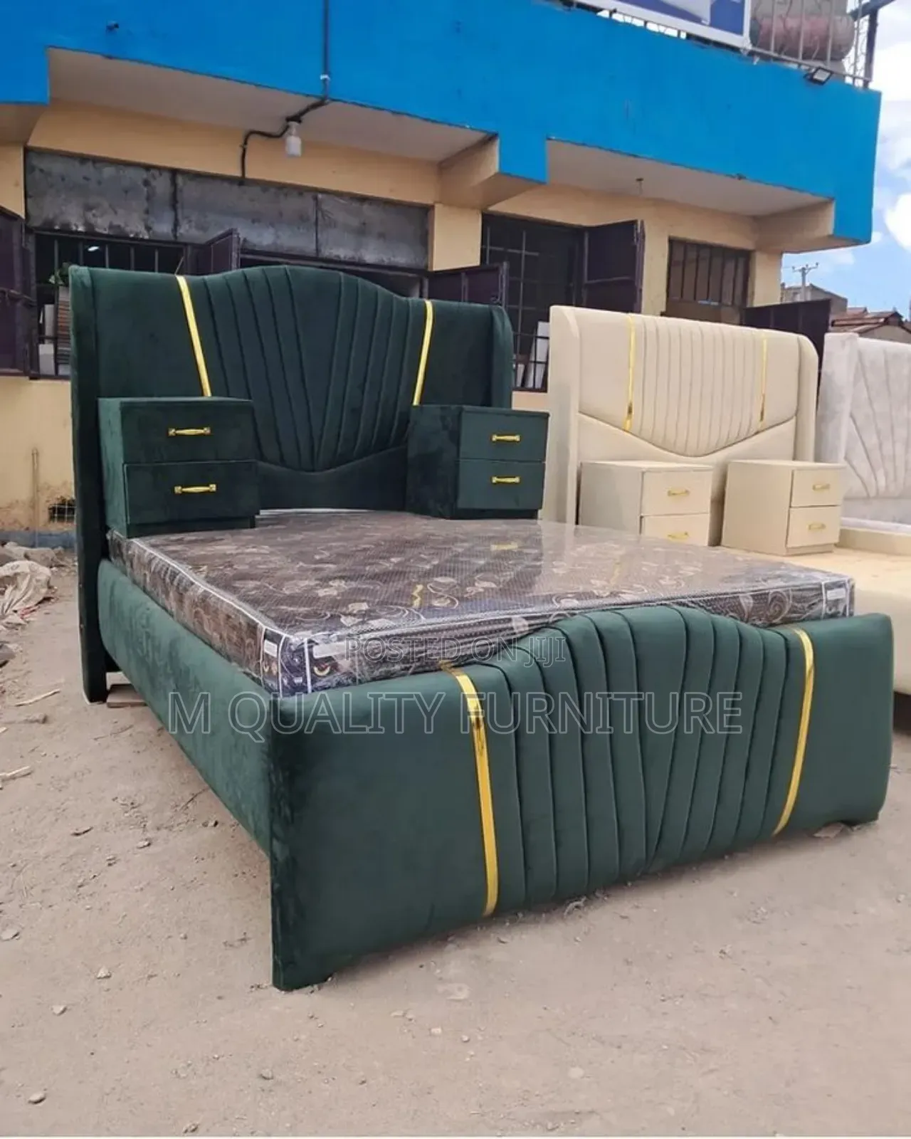 Green Easy to Clean Fabric Beds