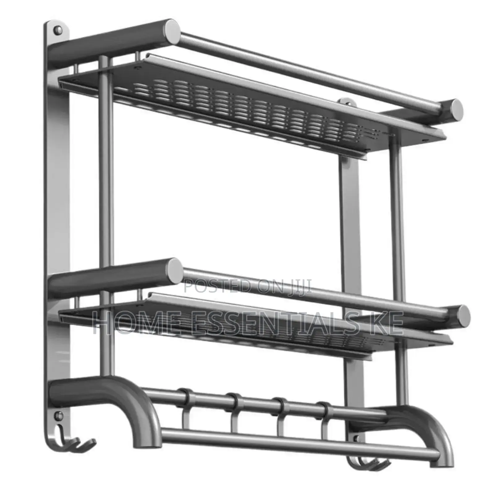 *Double Layer Bathroom Rack With Towel Hanger With Hooks-60cm
