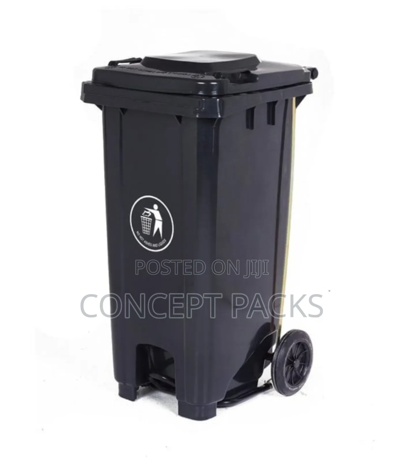 100l Black Heavy-Duty Steel Pedal Hands Free Opening.