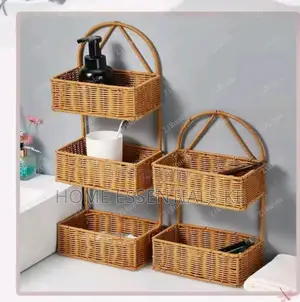 * 3 Layer Shower Caddy* Hand Woven Rattan*