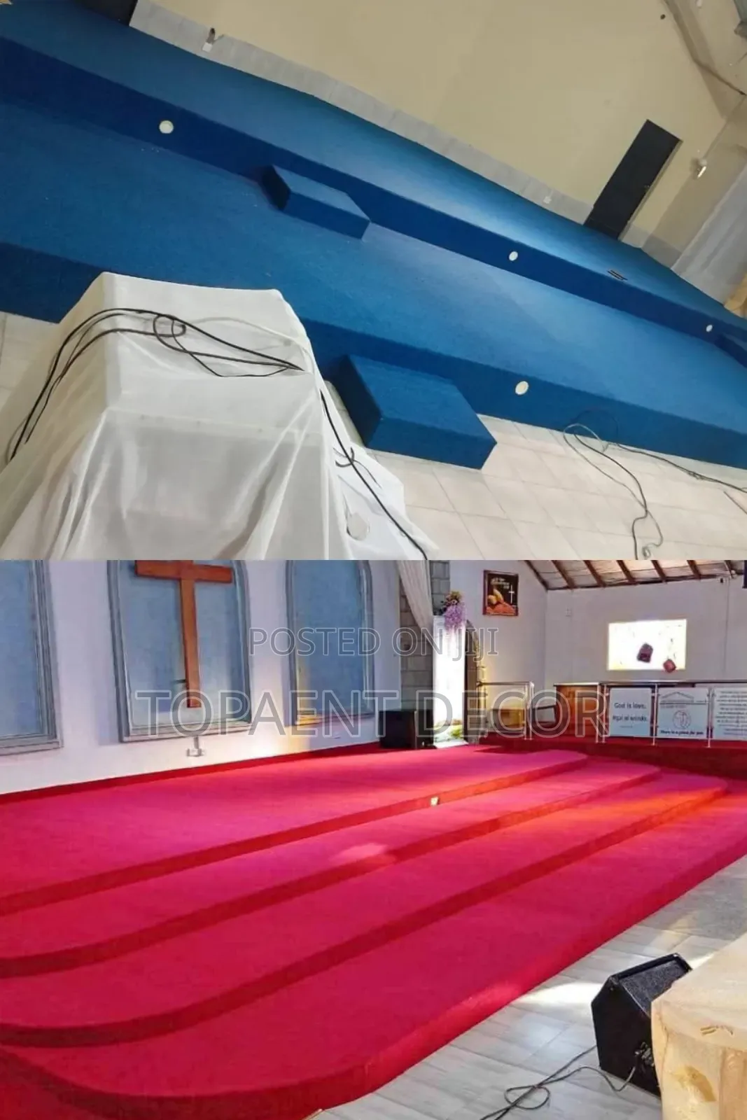 Red and Blue Easy to Clean Warm and Cozy Pulpit Wall to Wall Carpets