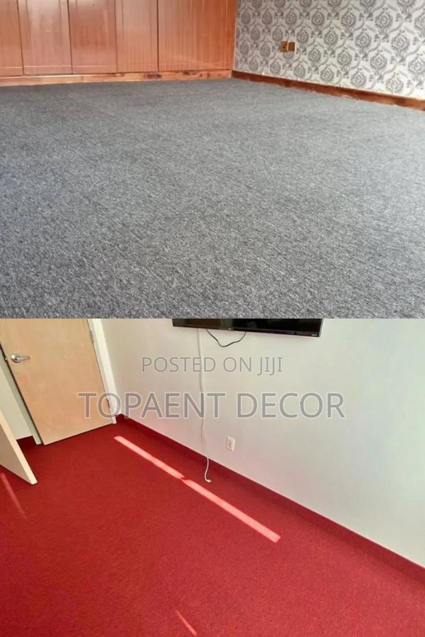 Light Grey and Red Delta 4mm Thick Bedroom Wall to Wall Carpets