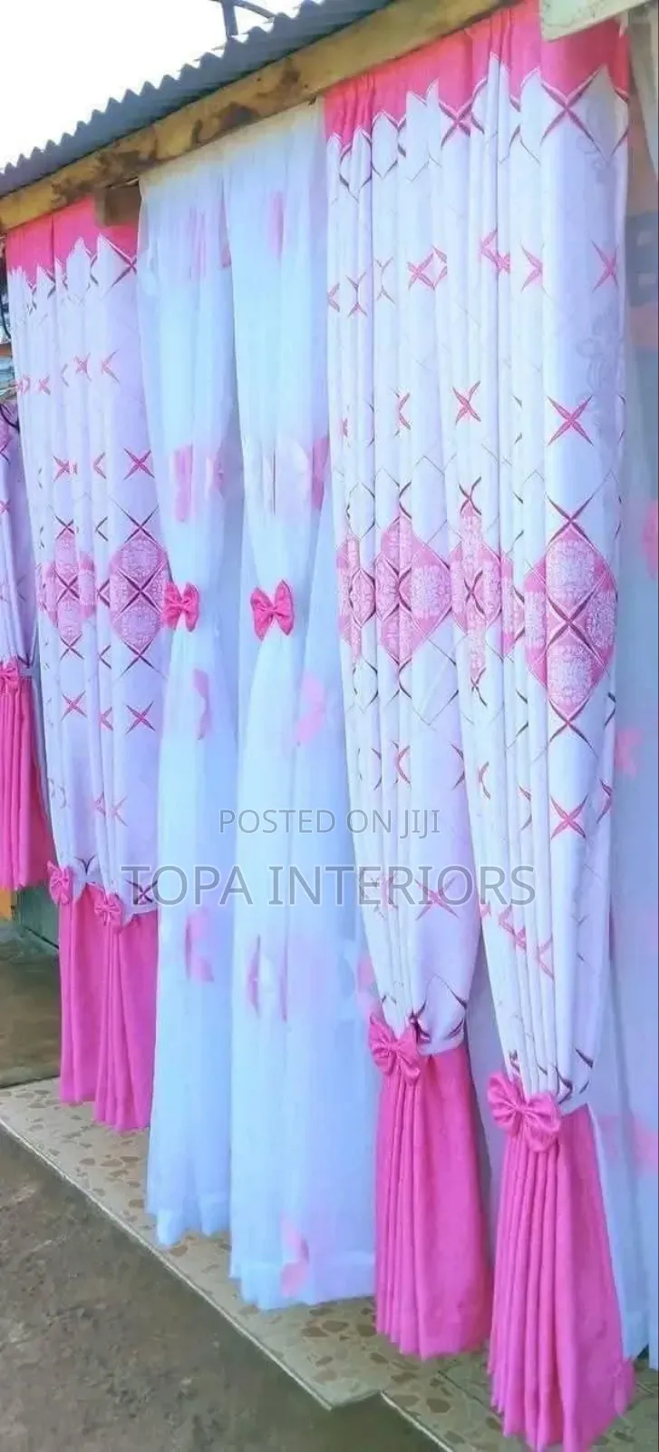 Pink Flowered Home Window Decoration Curtains