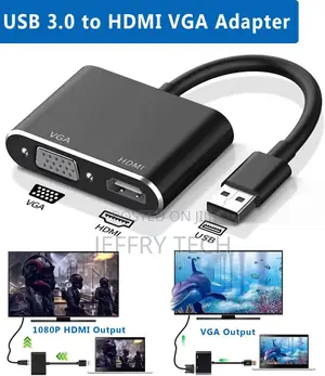 Usb to Hdmi Vga Adapter, 1080p Usb 3.0 to Hdmi+Vga Converter Audio