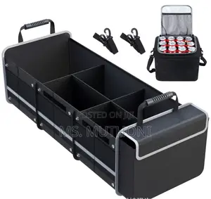 2in1 Collapsible Car Boot Organizer 90cm With Insulated Cooler Bag -