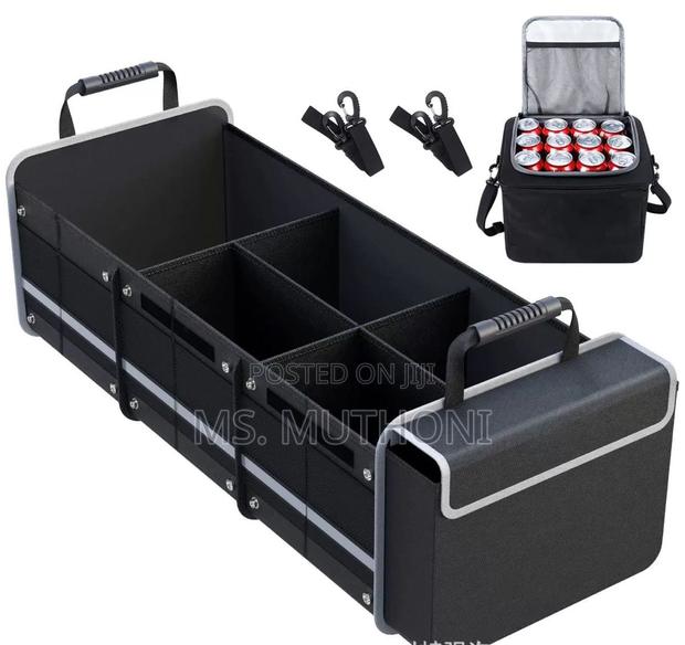 2in1 Collapsible Car Boot Organizer 90cm With Insulated Cooler Bag - - thumbnail 2