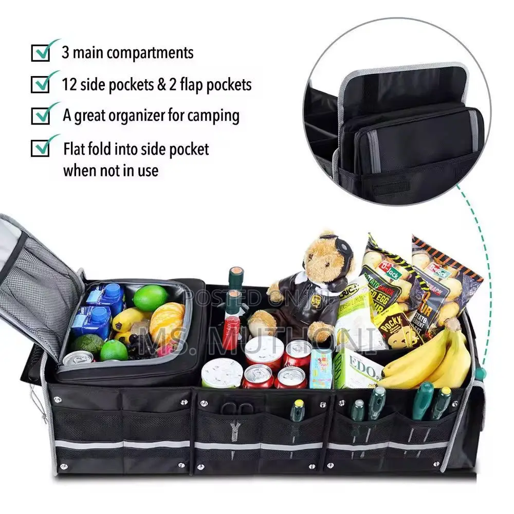 2in1 Collapsible Car Boot Organizer 90cm With Insulated Cooler Bag -