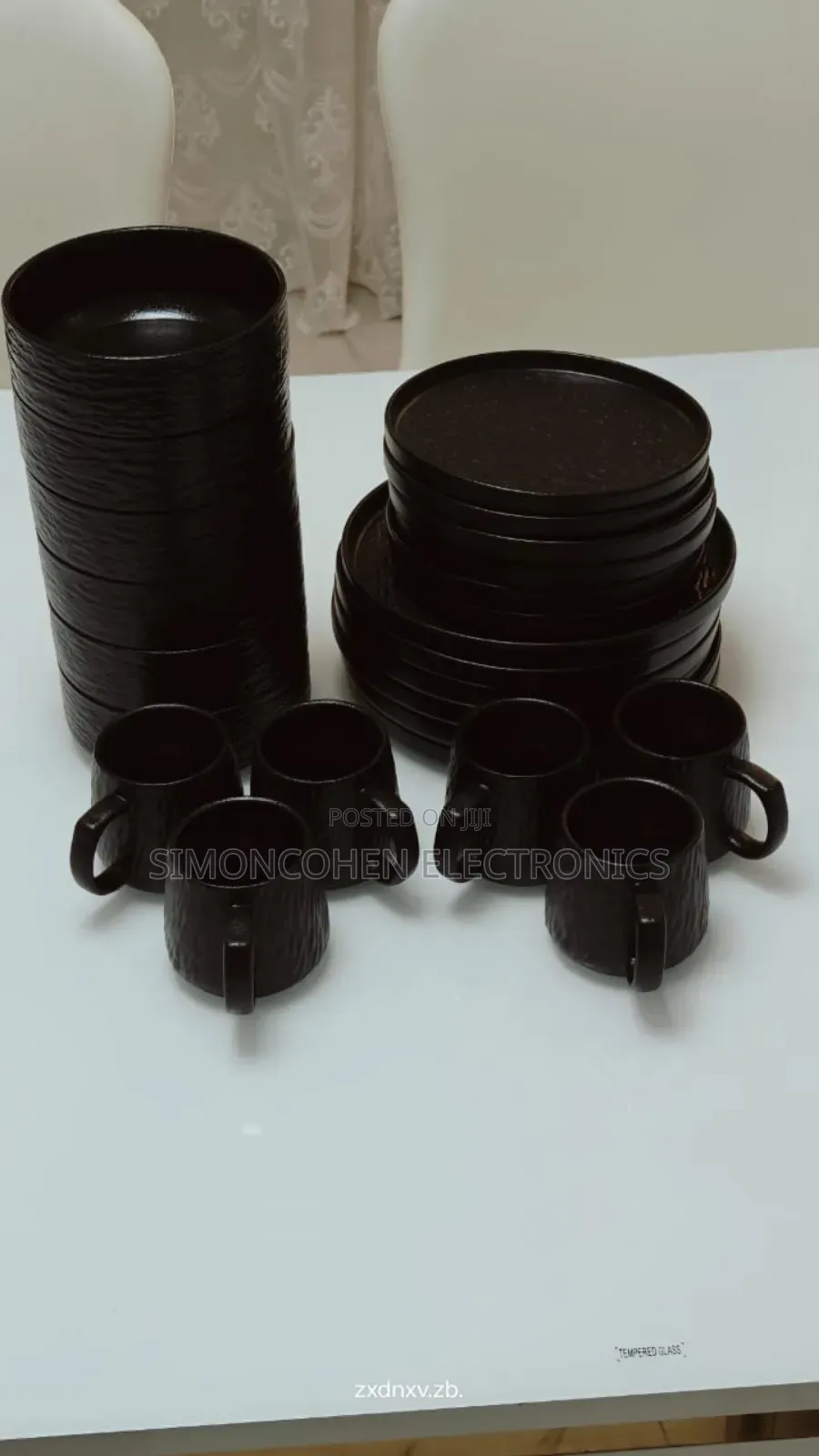 24pcs Black Ceramic Dinner Set