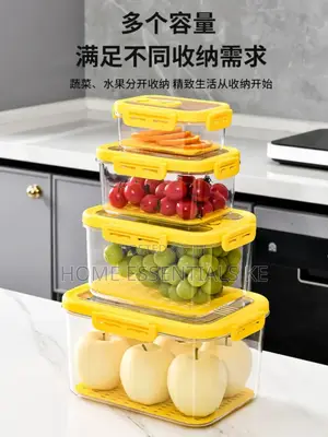 4pc Stackable Food Grade Fridge Storage Organizer 
Cream White
