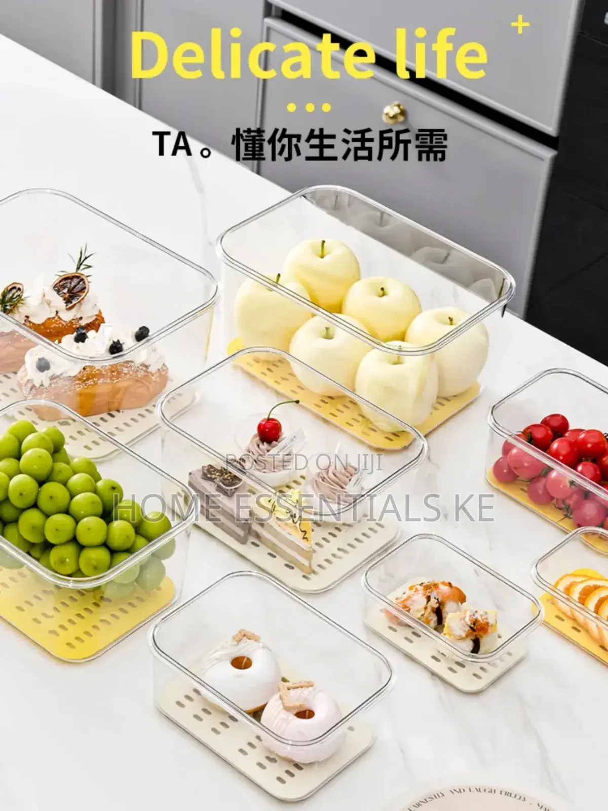 4pc Stackable Food Grade Fridge Storage Organizer 
Cream White
