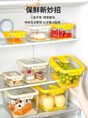 4pc Stackable Food Grade Fridge Storage Organizer 
Cream White
