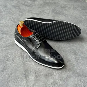 Men Official Shoes,Pure Leather in Black and Chocolate Brown